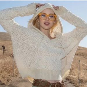POL Popcorn Pullover‎ Knit Hoodie Sweater in Cream S